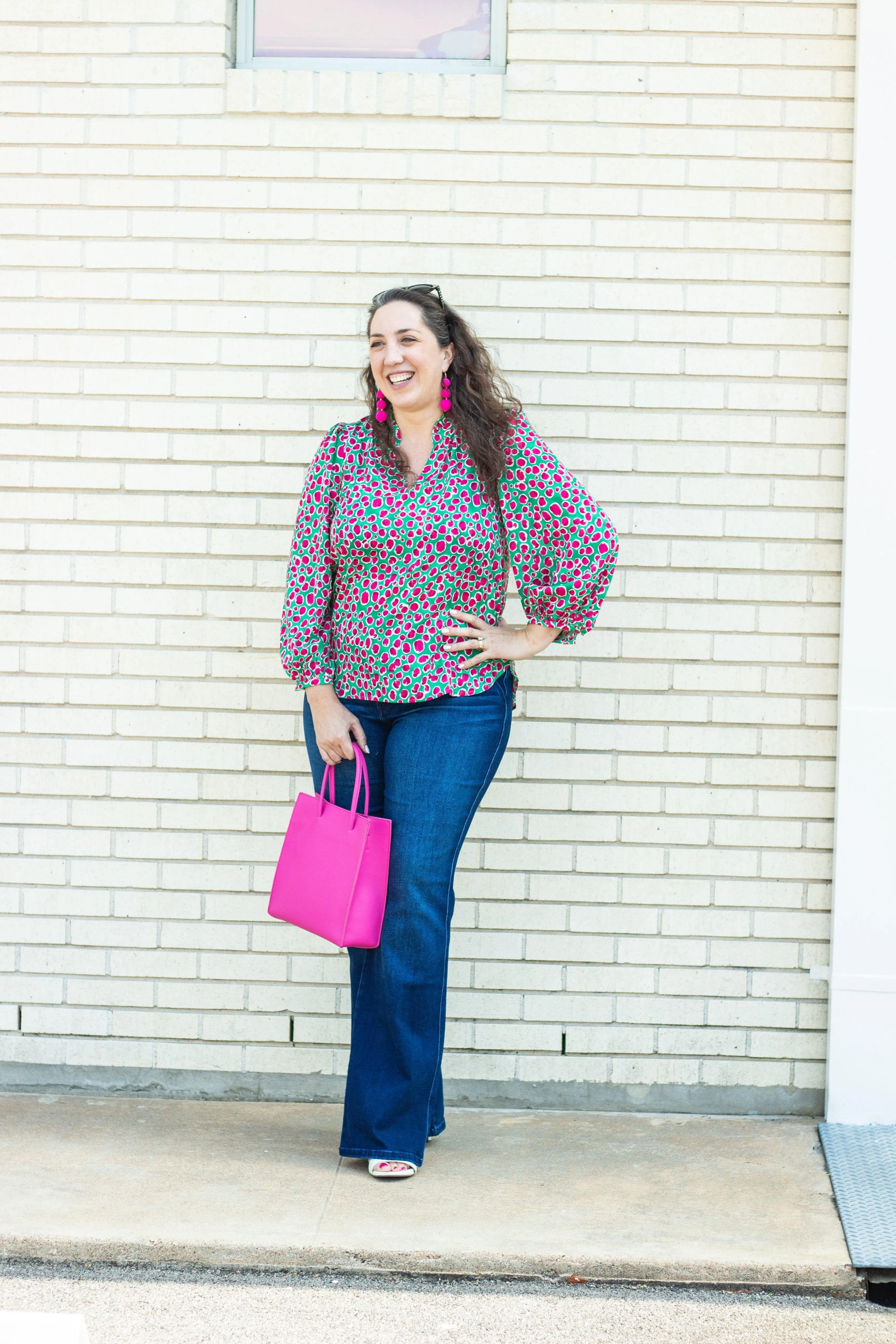 Green & Pink Printed Top