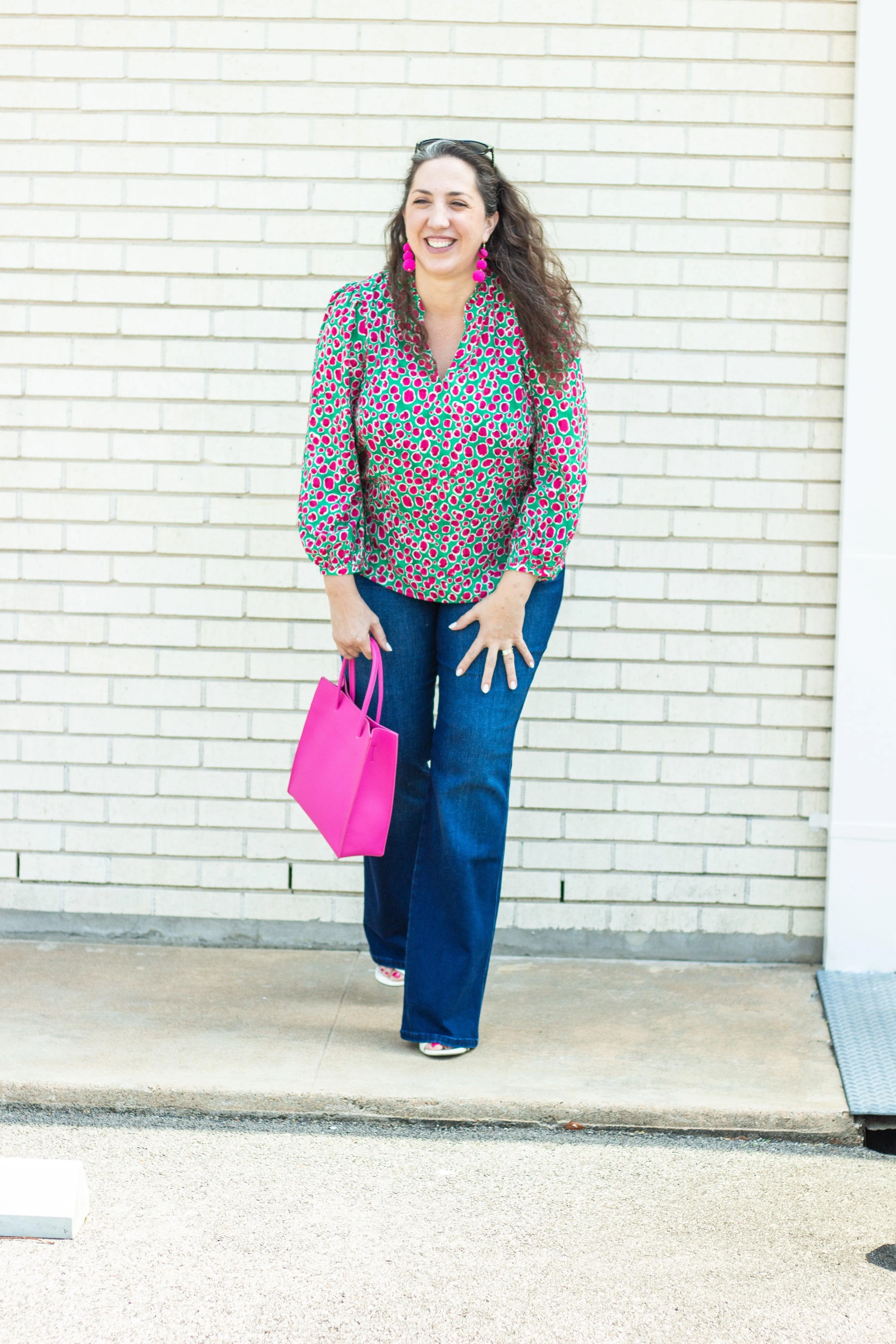 Green & Pink Printed Top