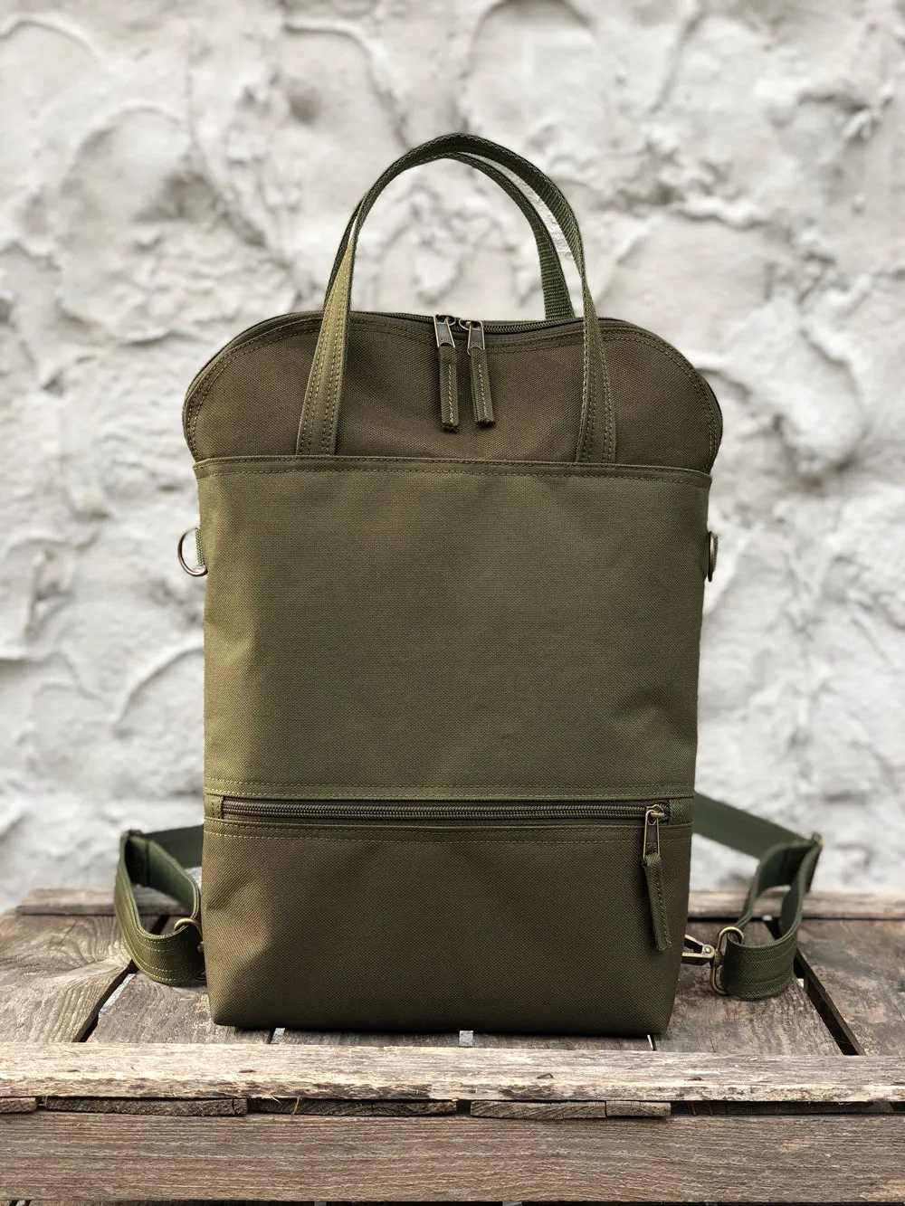 Green Two Toned Traveller Backpack, Vegan Cross Body Bag | Aris Bags