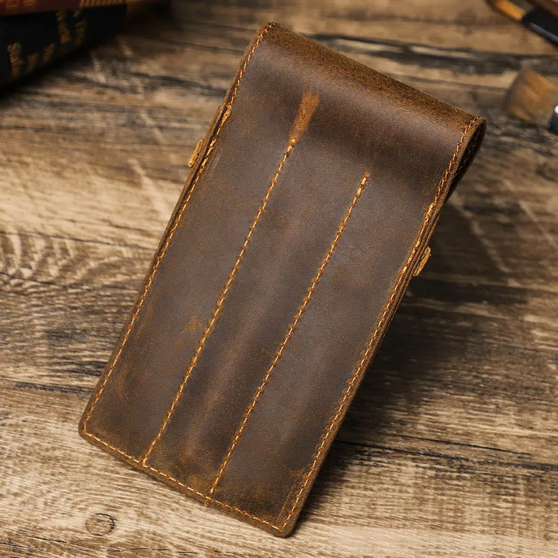 Handmade Genuine Leather Pencil Case Business Retro Creative Leather Notebook Pencil Case