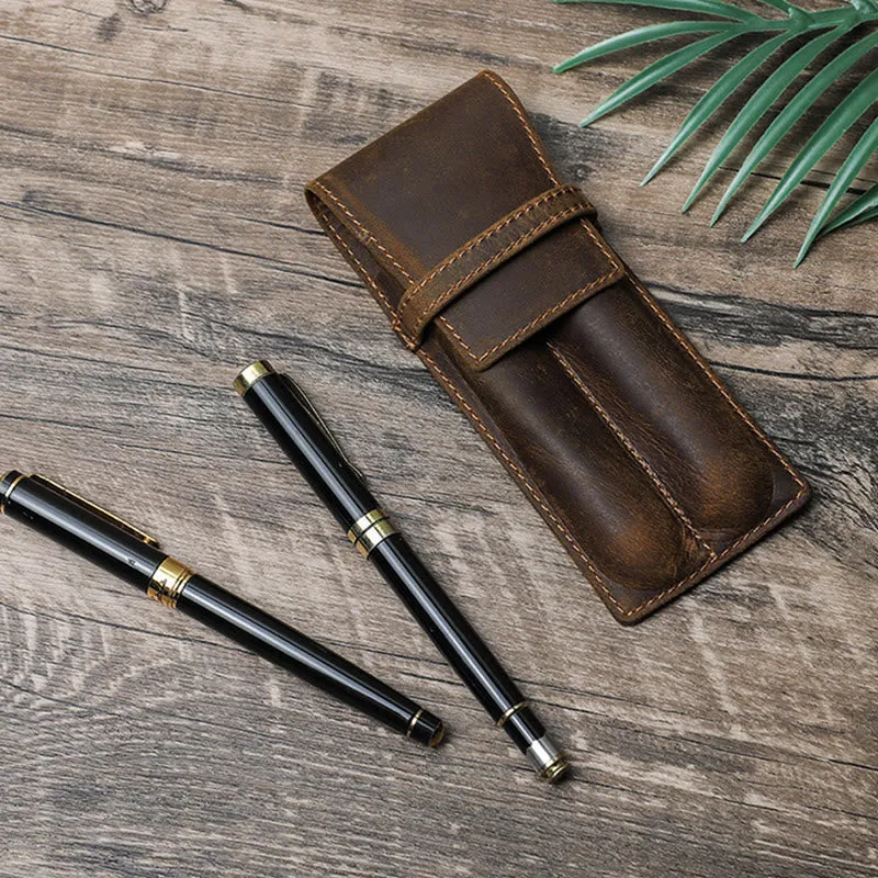 Handmade Genuine Leather Pencil Case Business Retro Creative Leather Notebook Pencil Case