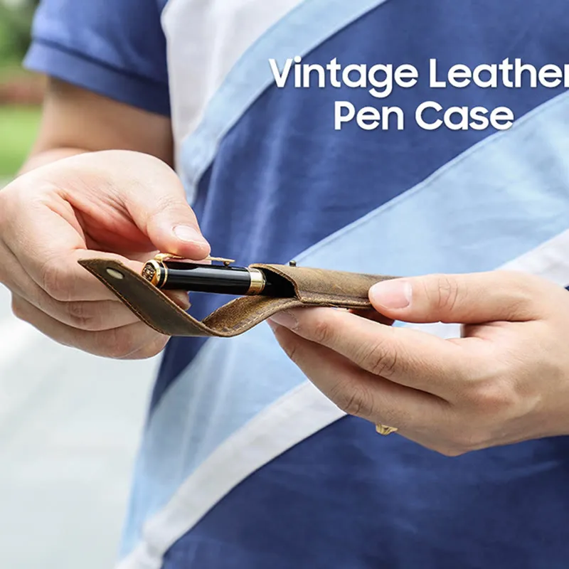 Handmade Genuine Leather Pencil Case Business Retro Creative Leather Notebook Pencil Case