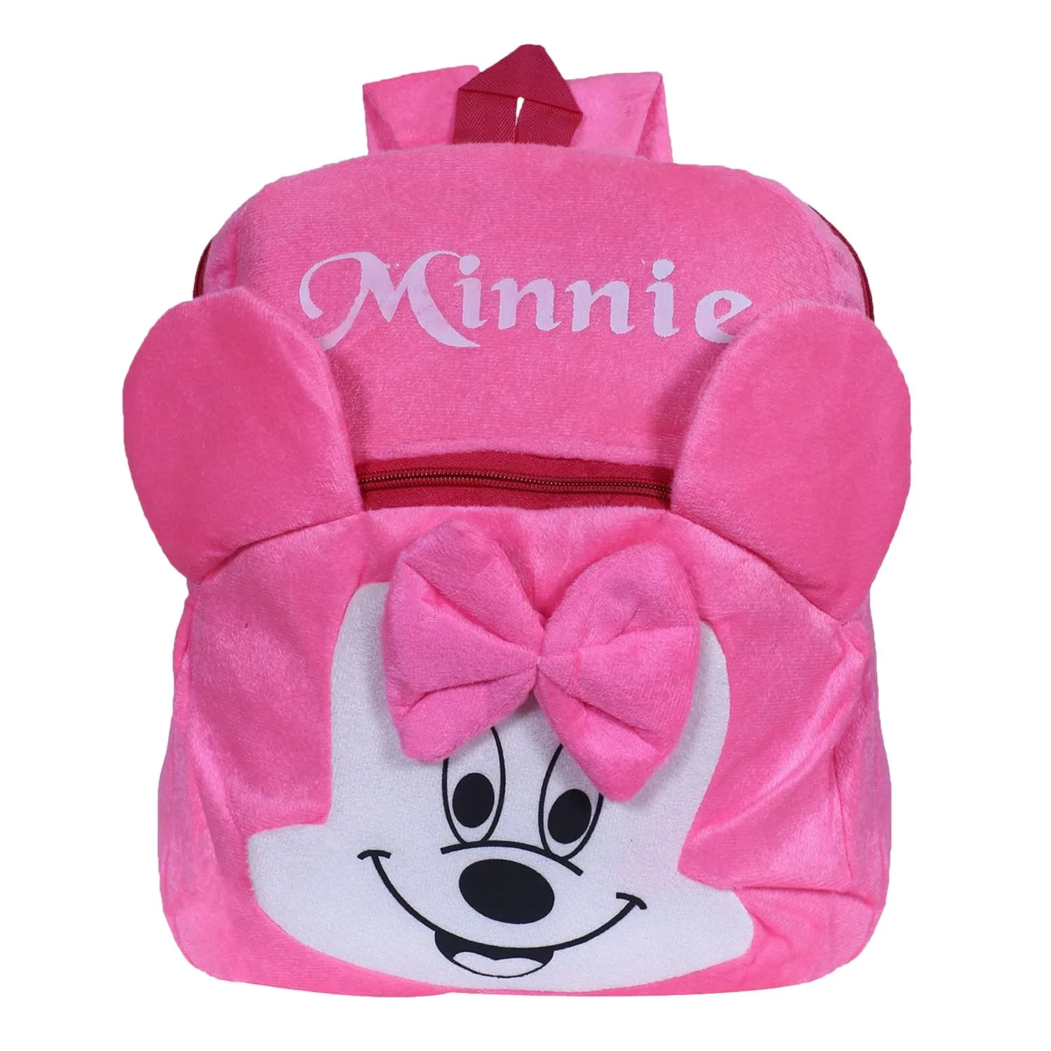 Heart Home Disney Minnie Bow Backpack | 2 Compartment Velvet School Bag | School Bag for Kids | Kids School Backpack | Backpack for School | Pink