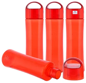 Heart Home Plastic Water Bottle- 1 Litre, Pack of 4 (Red)