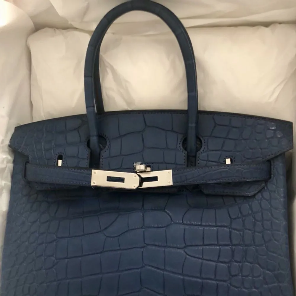 Hermès Birkin 30 Bleu de Malte Alligator Mississippi Matte Palladium Hardware PHW