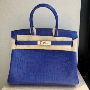 Hermès Birkin 30 Bleu Electrique Alligator Mississippi Matte Palladium Hardware PHW