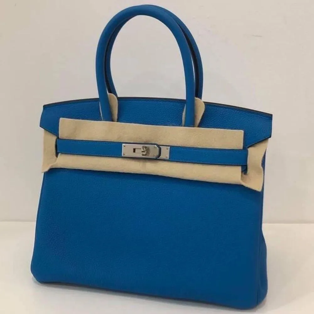 Hermès Birkin Limited Edition 30 Bleu Zanzibar/Malachite Verso Togo Palladium Hardware PHW