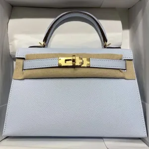 Hermès Kelly 20 Brume Sellier Epsom Gold Hardware GHW