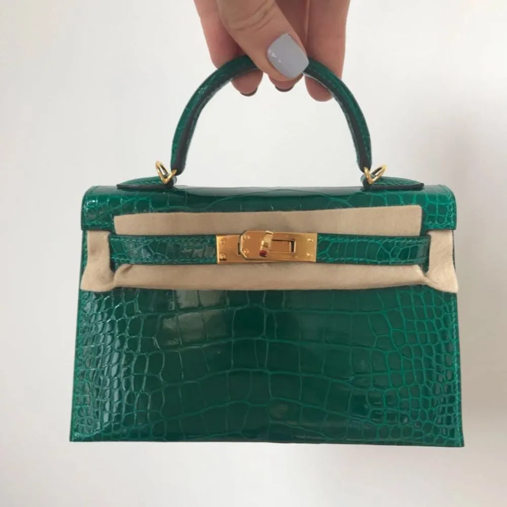 Hermès Kelly 20 Vert Emeraude Alligator Mississippi Lisse Gold Hardware GHW