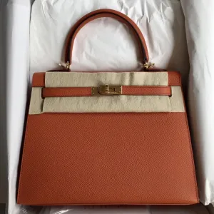 Hermès Kelly 25 Terre Battue Sellier Epsom Gold Hardware GHW