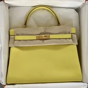 Hermès Kelly 32 Lime Evercolor Gold Hardware GHW