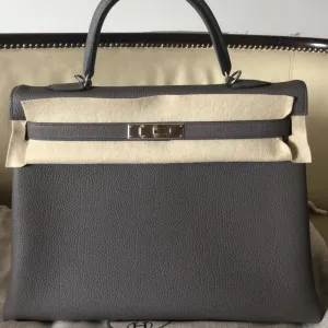 Hermès Kelly 35 Gris Etain Togo Palladium Hardware PHW