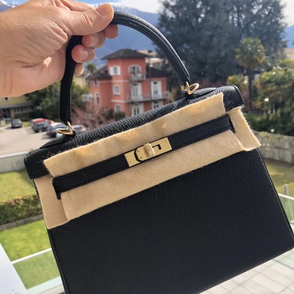 Hermès Kelly HSS 25 Noir (Black)/Graphite Togo Rose Gold Hardware RGHW