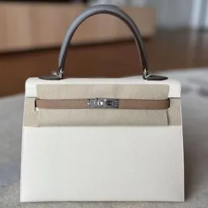 Hermès Kelly Limited Edition 25 Nata/Chai/Gris Meyer Sellier Epsom Palladium Hardware PHW