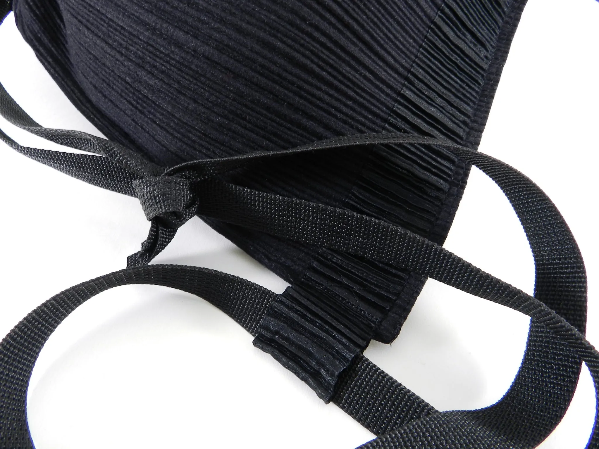 Issey Miyake Pleats Please Black Drawstring Pleated Backpack Bag