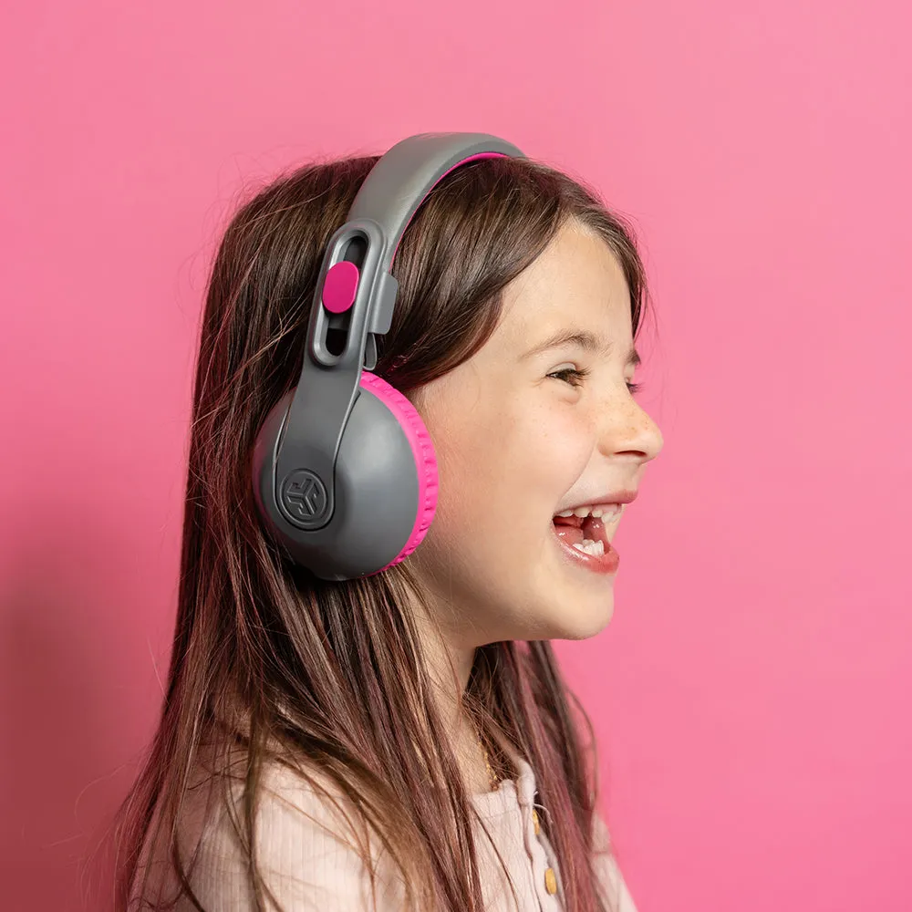 JLab Jbuddies Studio 2 Over-Ear Wireless   Wired Kids Headphone - Grey & Pink | IEUHBKSTU2RGRYPNK122