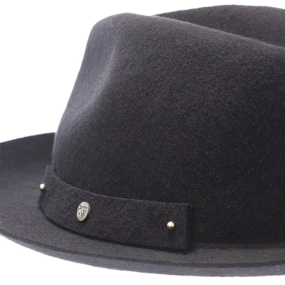 Journey - Walrus Hats Navy Wool Felt Fedora Crushable Hat - H7009