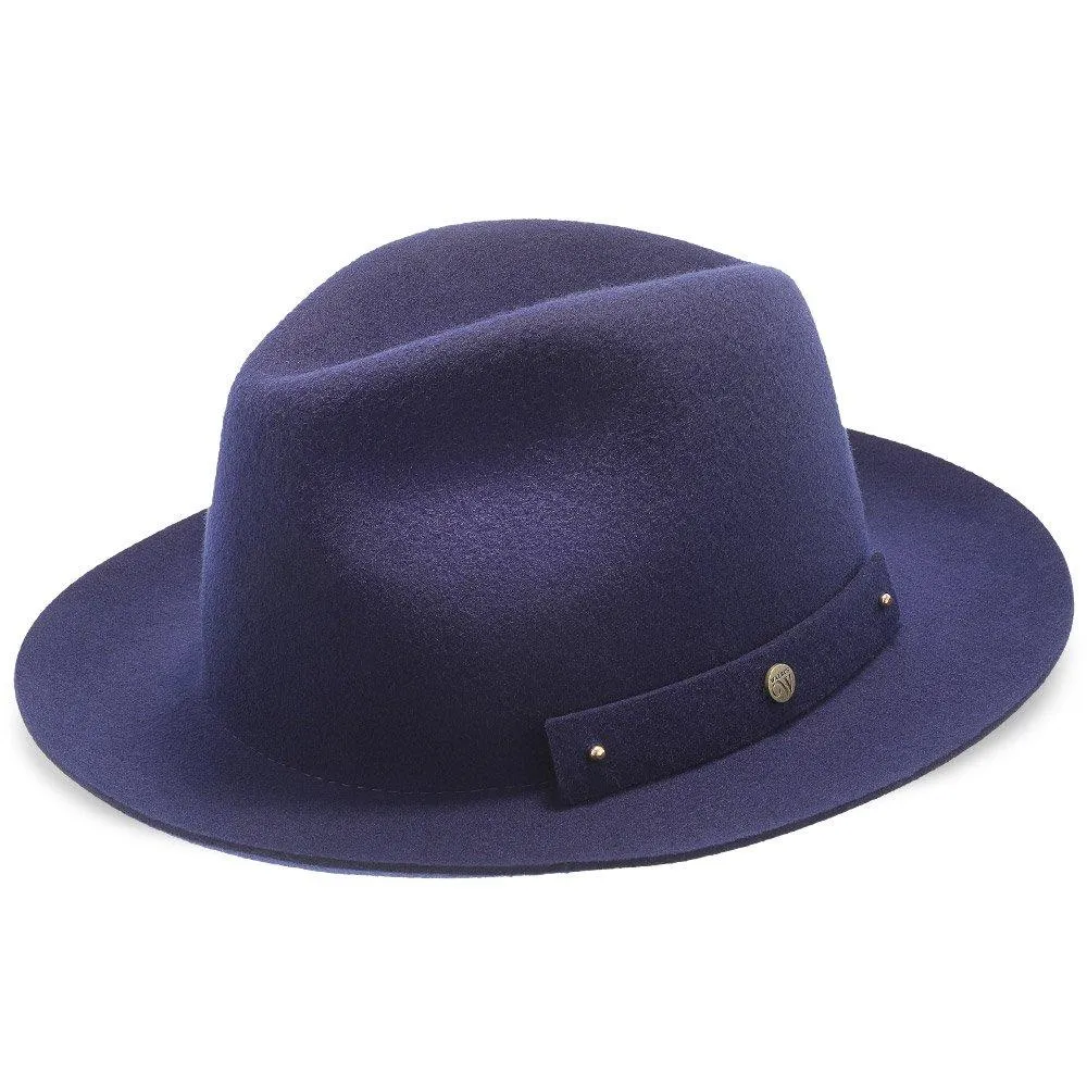 Journey - Walrus Hats Navy Wool Felt Fedora Crushable Hat - H7009