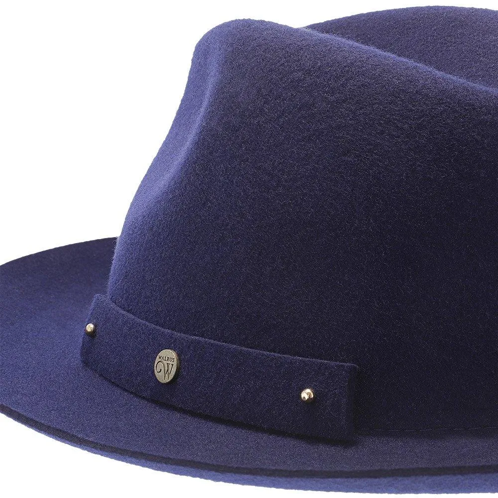 Journey - Walrus Hats Navy Wool Felt Fedora Crushable Hat - H7009