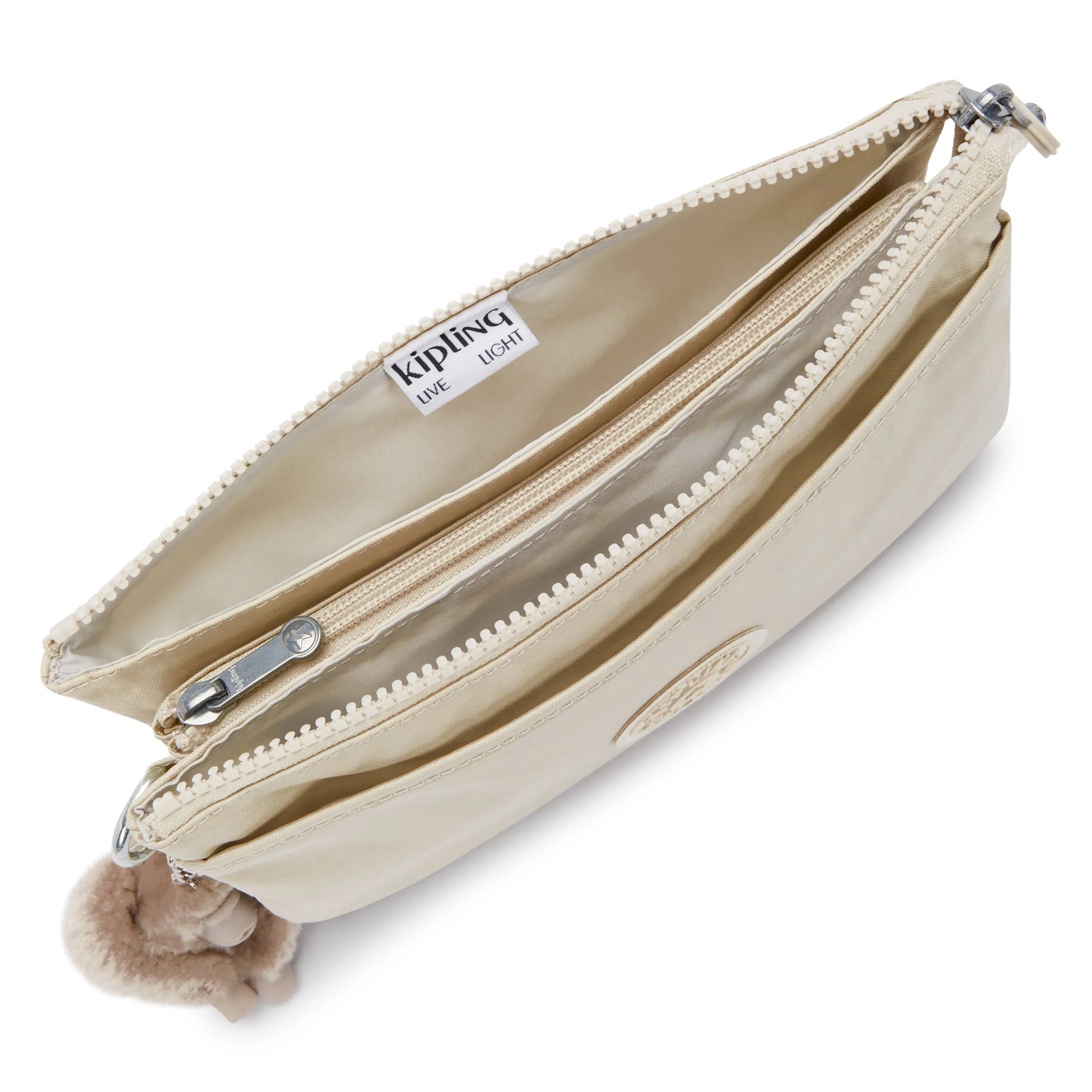 Kipling Riri Beige Pearl Large Pouch with Crossbody Strap C2I7502-3KA