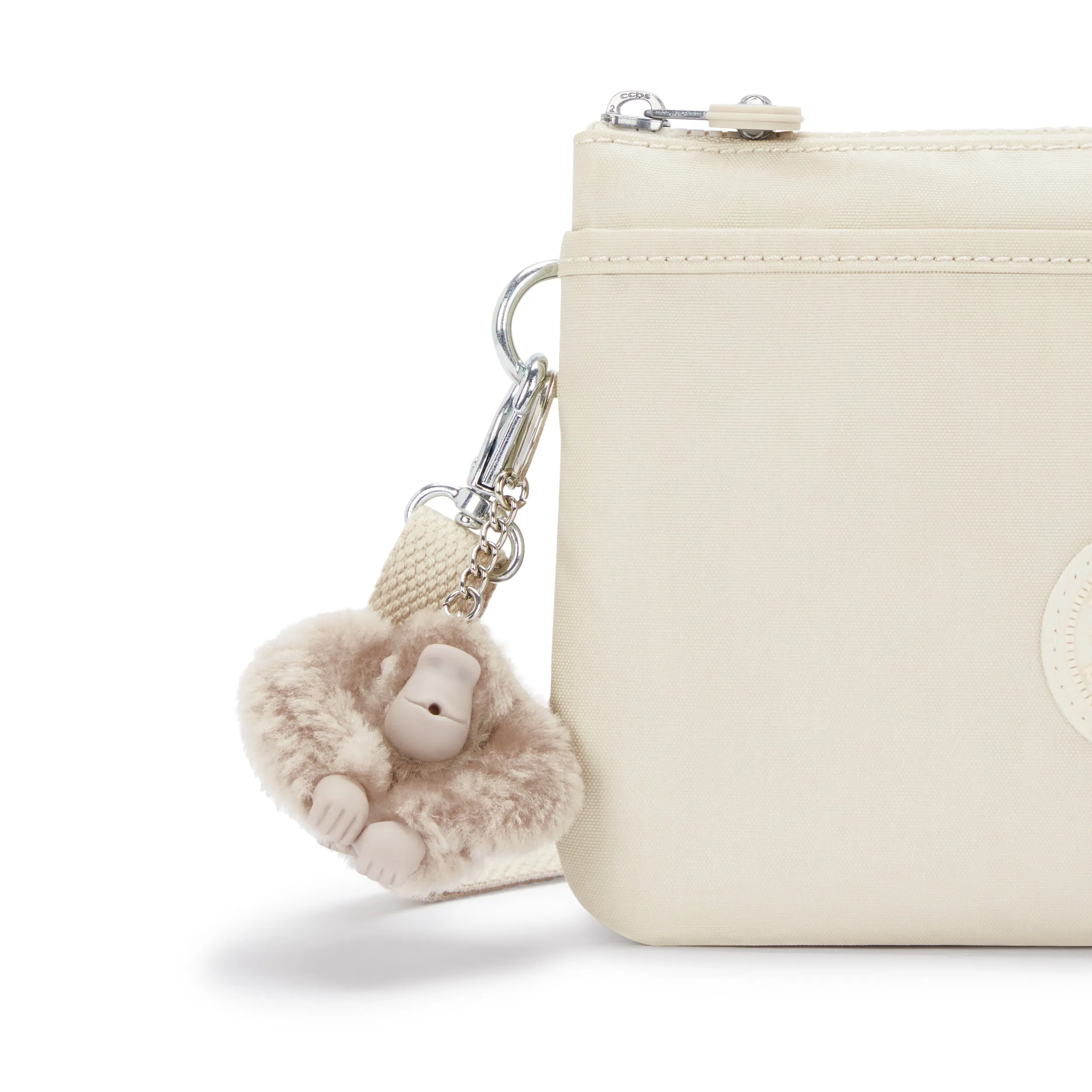 Kipling Riri Beige Pearl Large Pouch with Crossbody Strap C2I7502-3KA