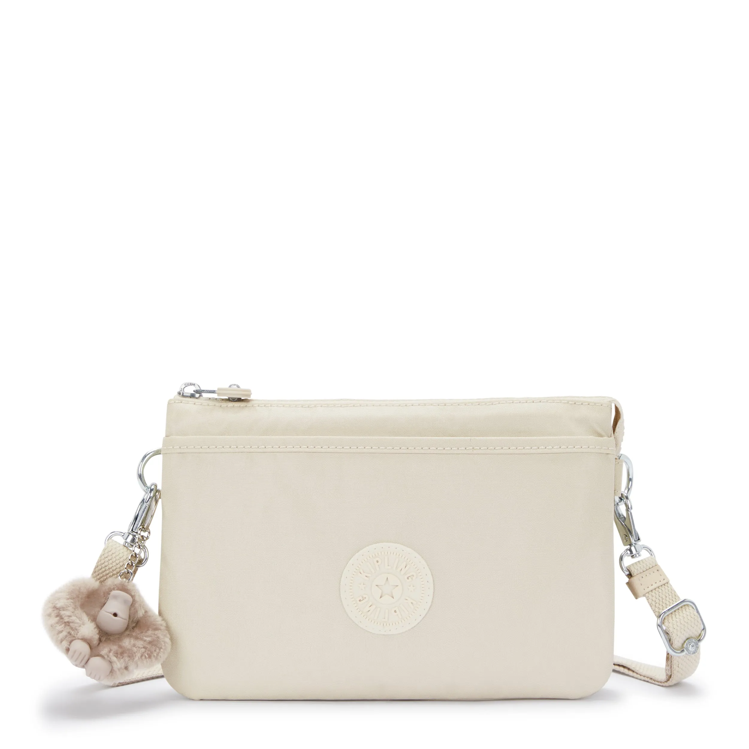 Kipling Riri Beige Pearl Large Pouch with Crossbody Strap C2I7502-3KA