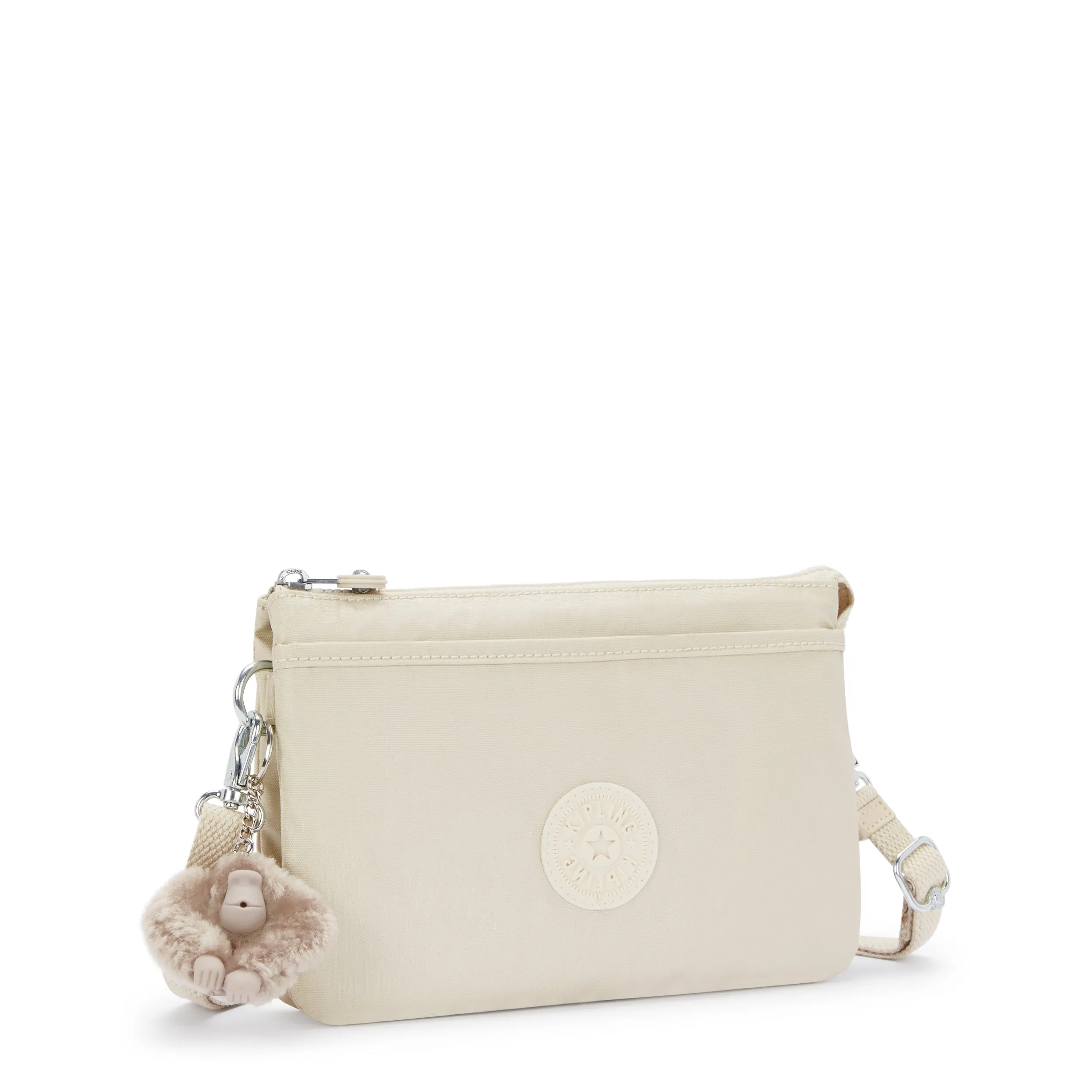 Kipling Riri Beige Pearl Large Pouch with Crossbody Strap C2I7502-3KA