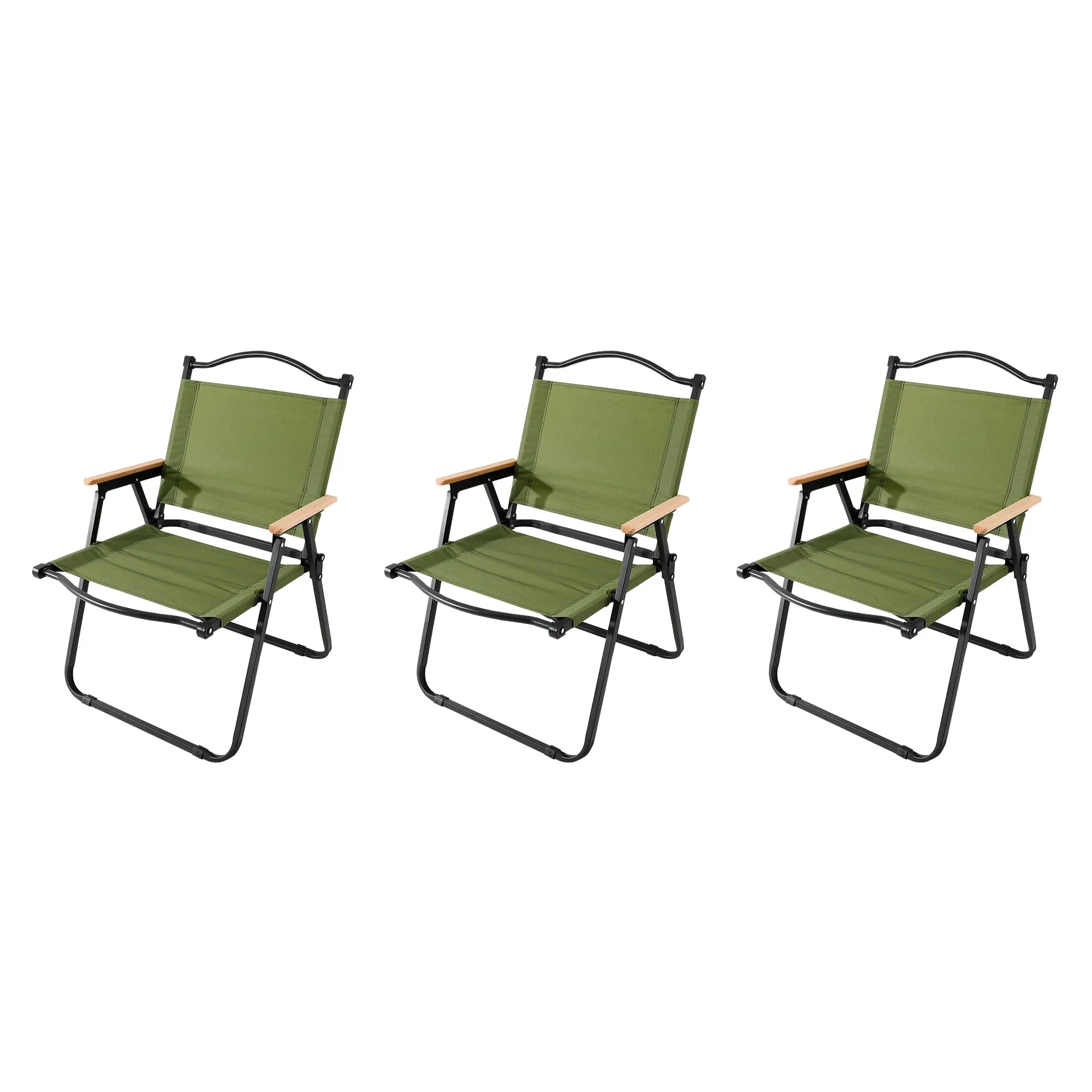 Kuber Industries (Set of 3) Portable & Foldable Chair for Travelling - Camping Cloth Kurchi for Outdoor Beach & Home Aram - Green