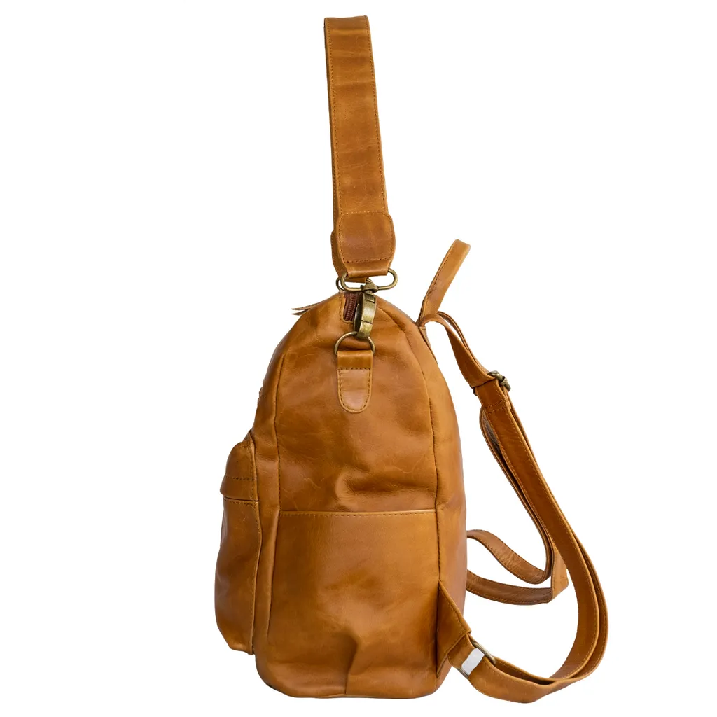 Ladies Leather Backpack in Toffee