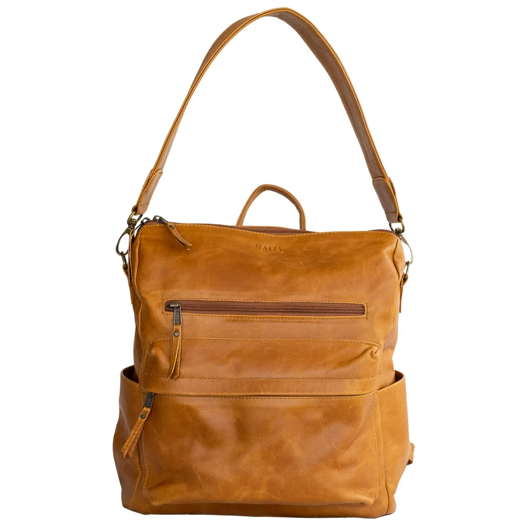 Ladies Leather Backpack in Toffee