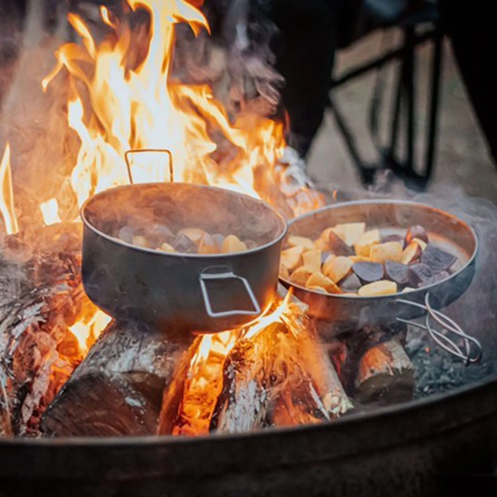 Large 2-Piece Titanium Pot & Pan Camping Cookware Set