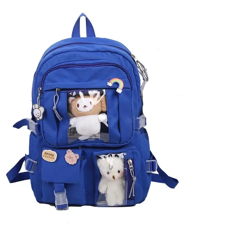 Large-capacity Cute Multi-Pocket Nylon Backpack Ins Junior High School Student School Bag Girl Backpack Laptop Book