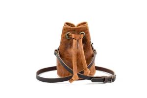 LEATHER BUCKET BAG - SMALL - PEANUT BISON