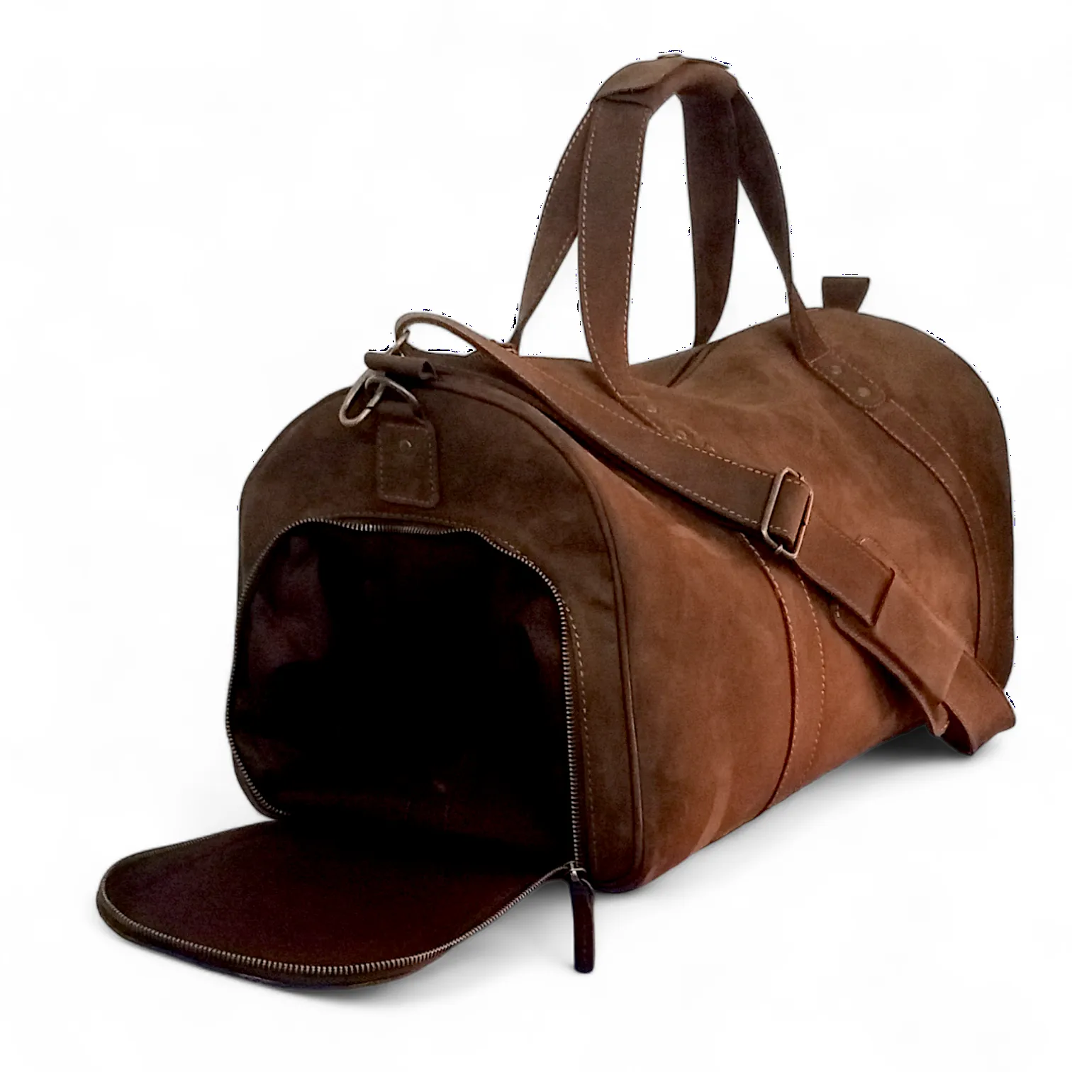 Leather Duffel Bag with Shoe Compartment