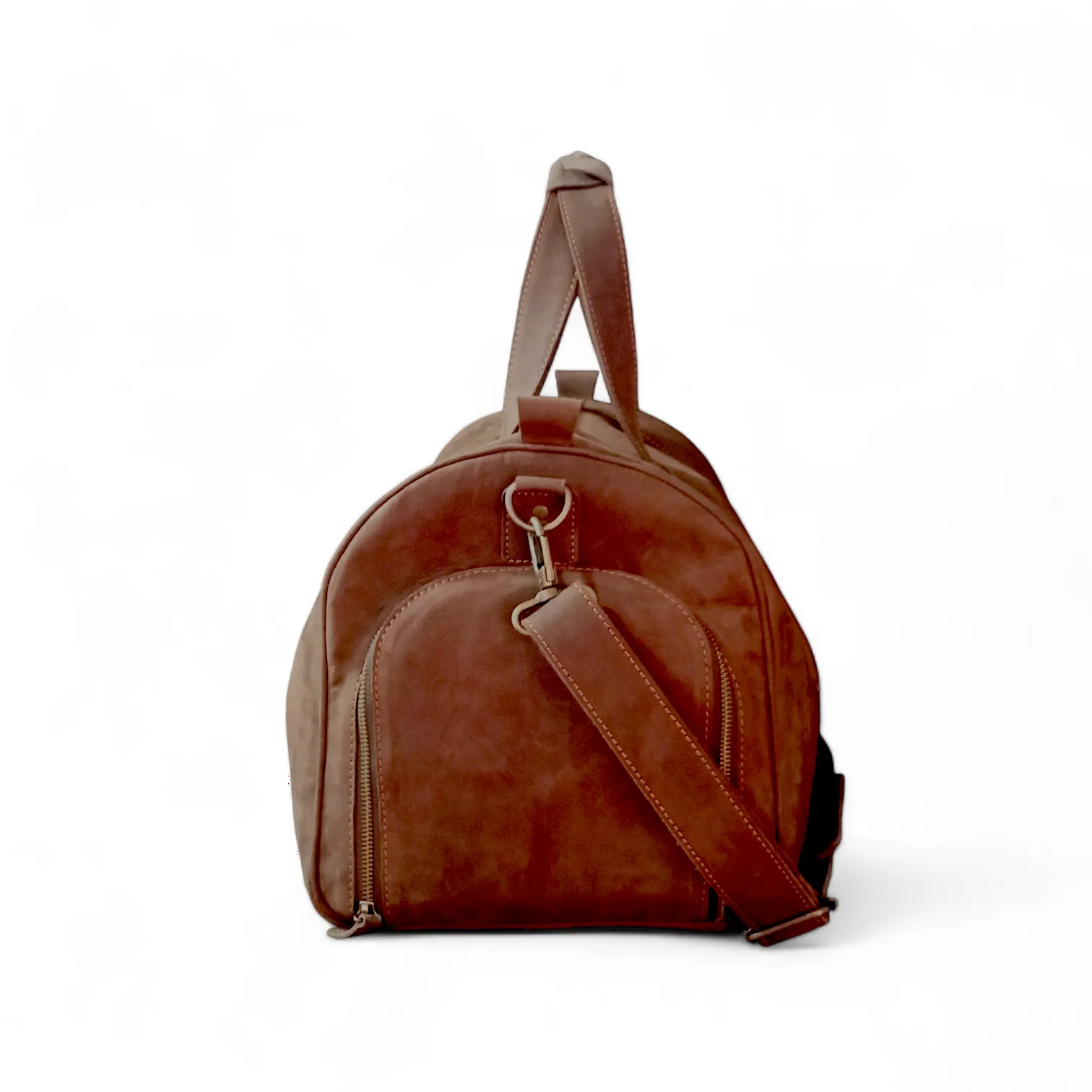 Leather Duffel Bag with Shoe Compartment