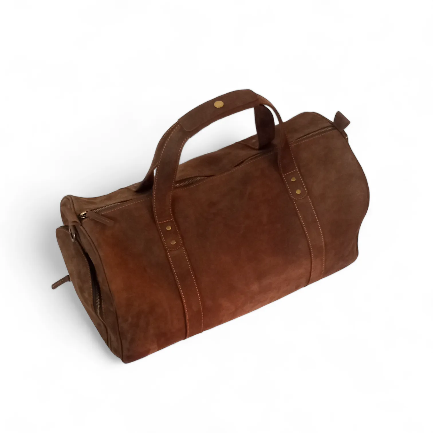 Leather Duffel Bag with Shoe Compartment