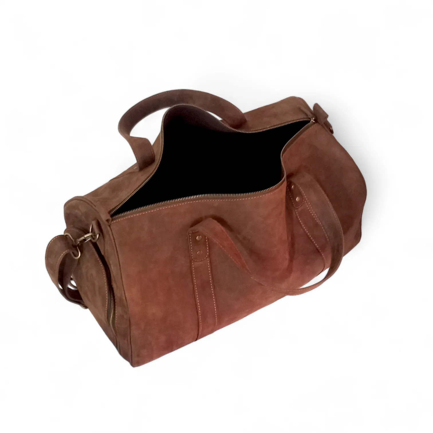 Leather Duffel Bag with Shoe Compartment