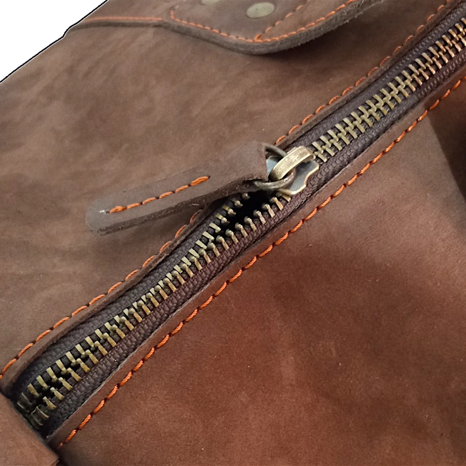 Leather Duffel Bag with Shoe Compartment