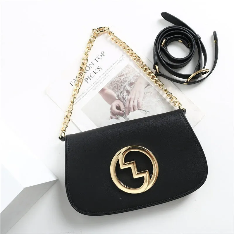 Leather Saddle Chain Shoulder Bag