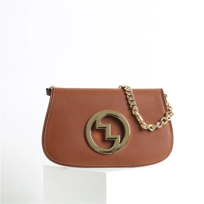 Leather Saddle Chain Shoulder Bag