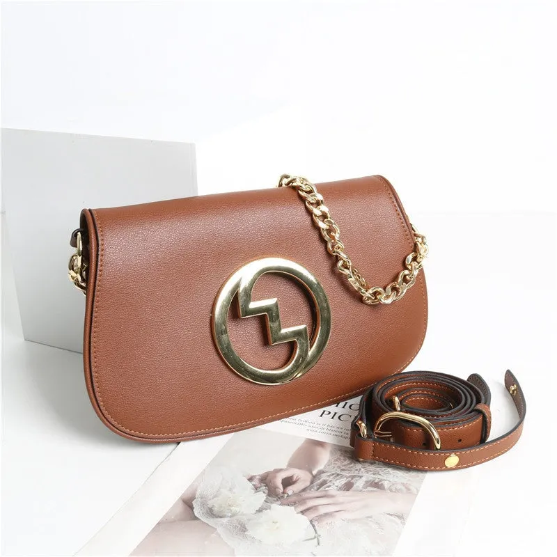 Leather Saddle Chain Shoulder Bag