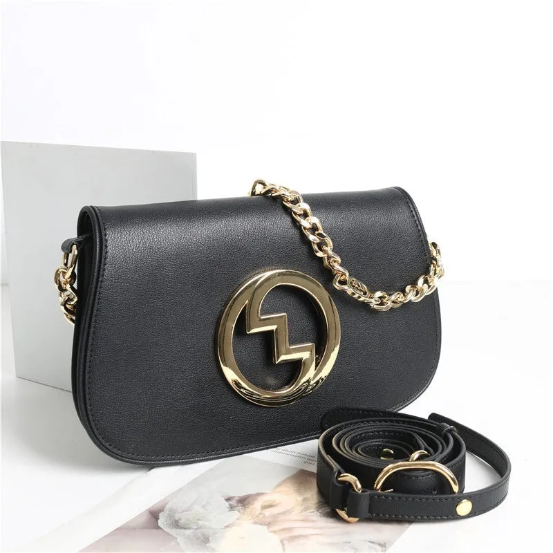 Leather Saddle Chain Shoulder Bag