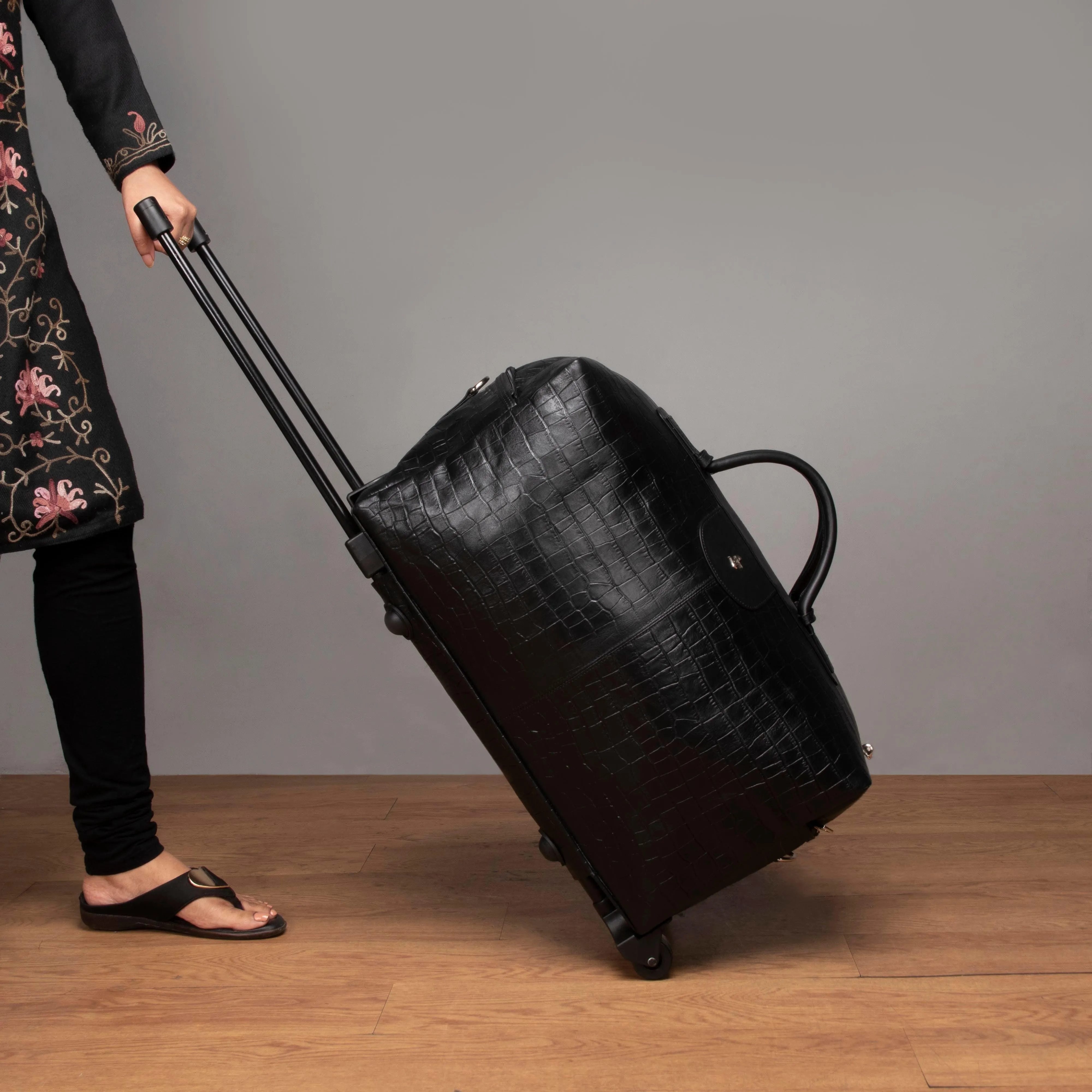 Leather Steelium Trolley/Travel Bag