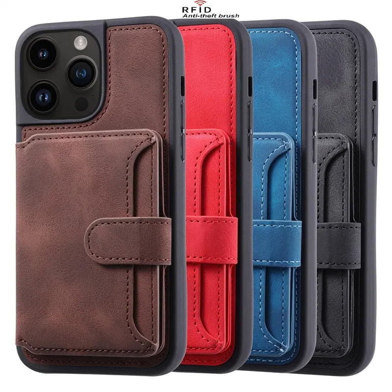 Luxury Anti Theft Flip Bag Card Wallet Leather Magnetic Phone Case For IPhone