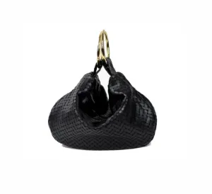 M.ADONIA - Omega Handbag with Gold Rings in Black