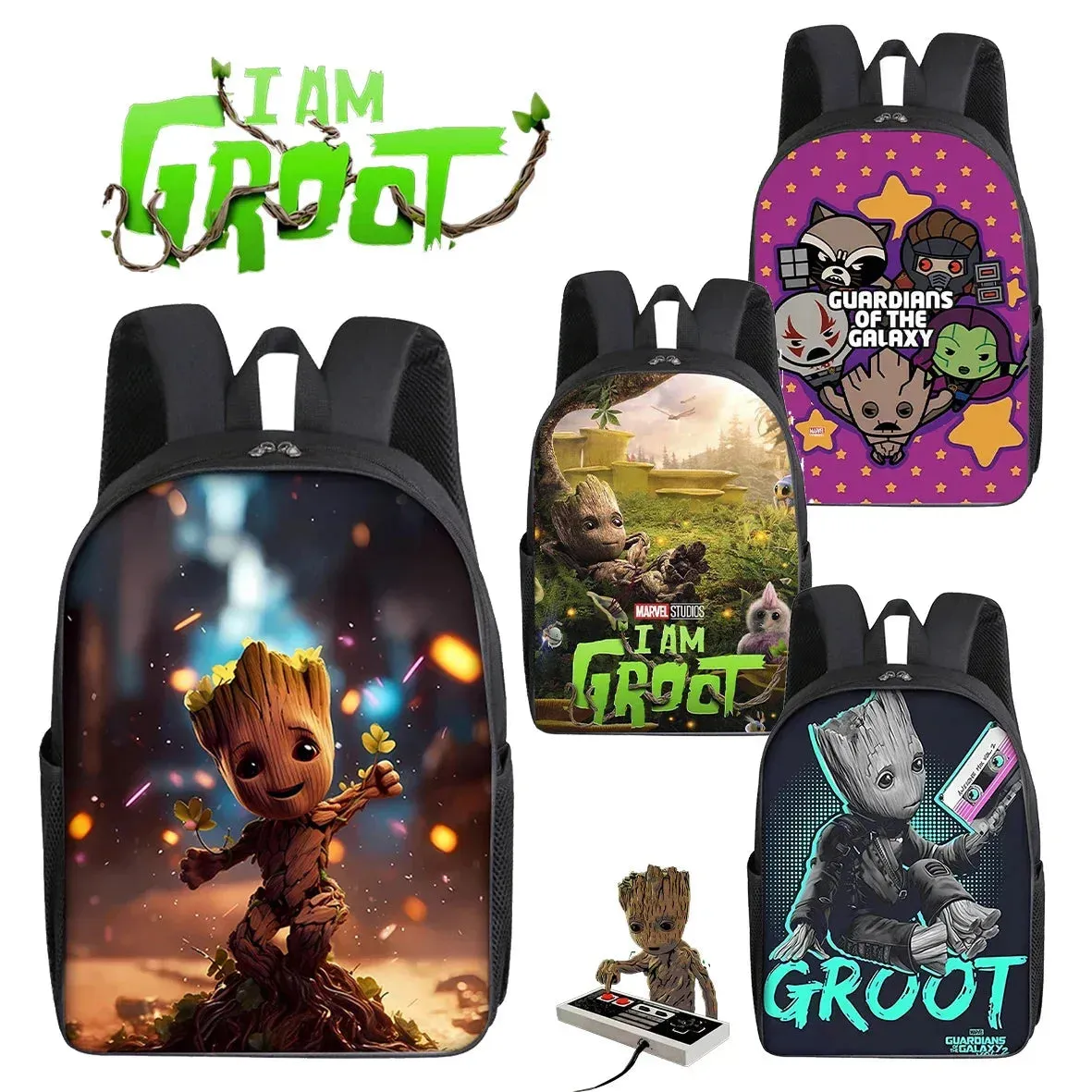 Marvel Groot Cartoon Backpack - Cute Superhero School Bag for Kids and Adults, Ideal Gift for Students and Office Use