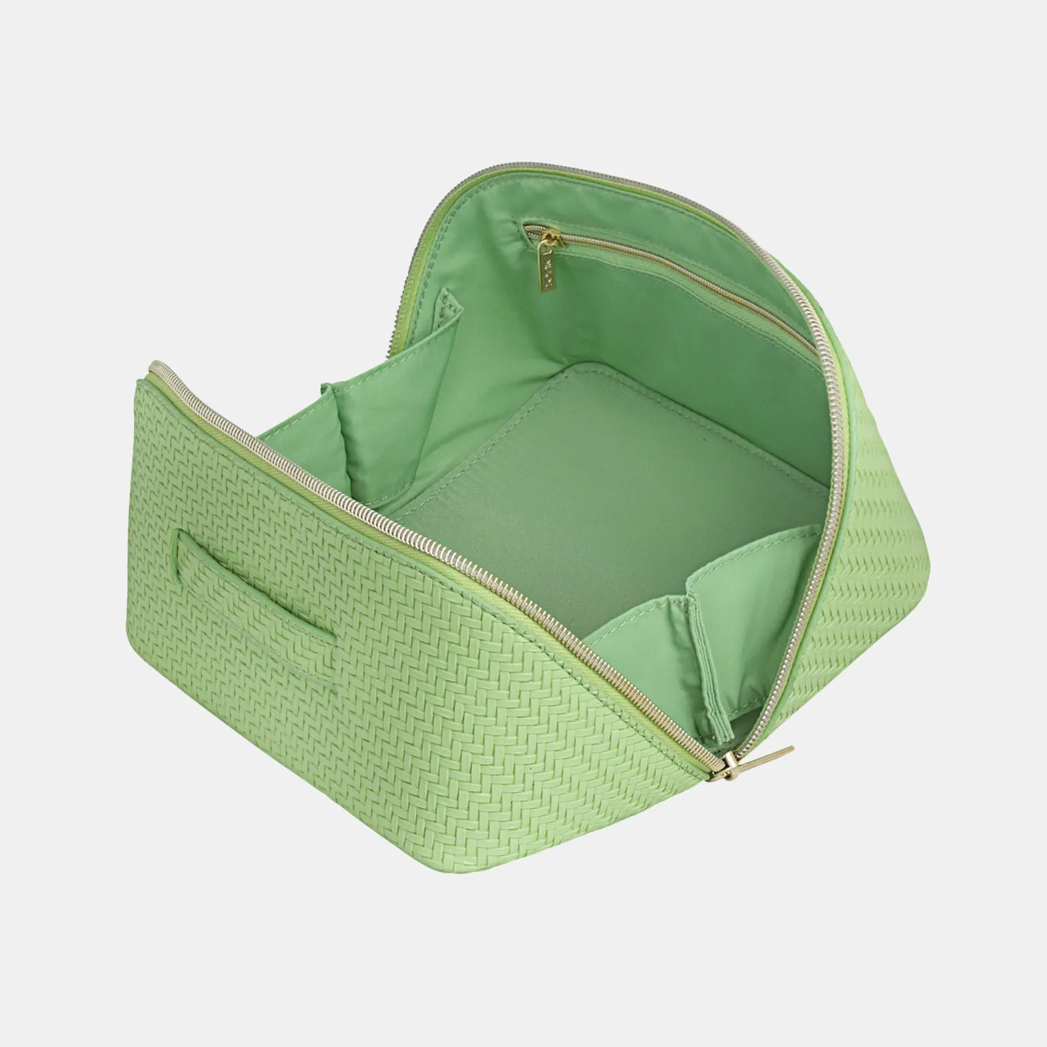 Medium Beauty Bag - Herringbone Pistachio