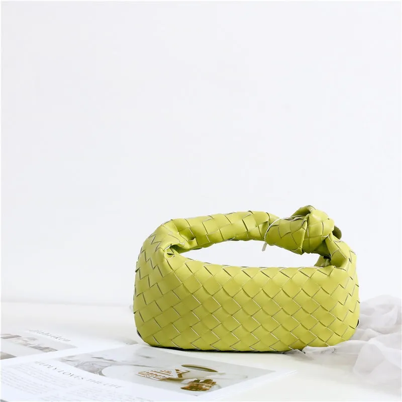 Mini Leather Woven Hobo Bag Dumpling Knotted Handbag