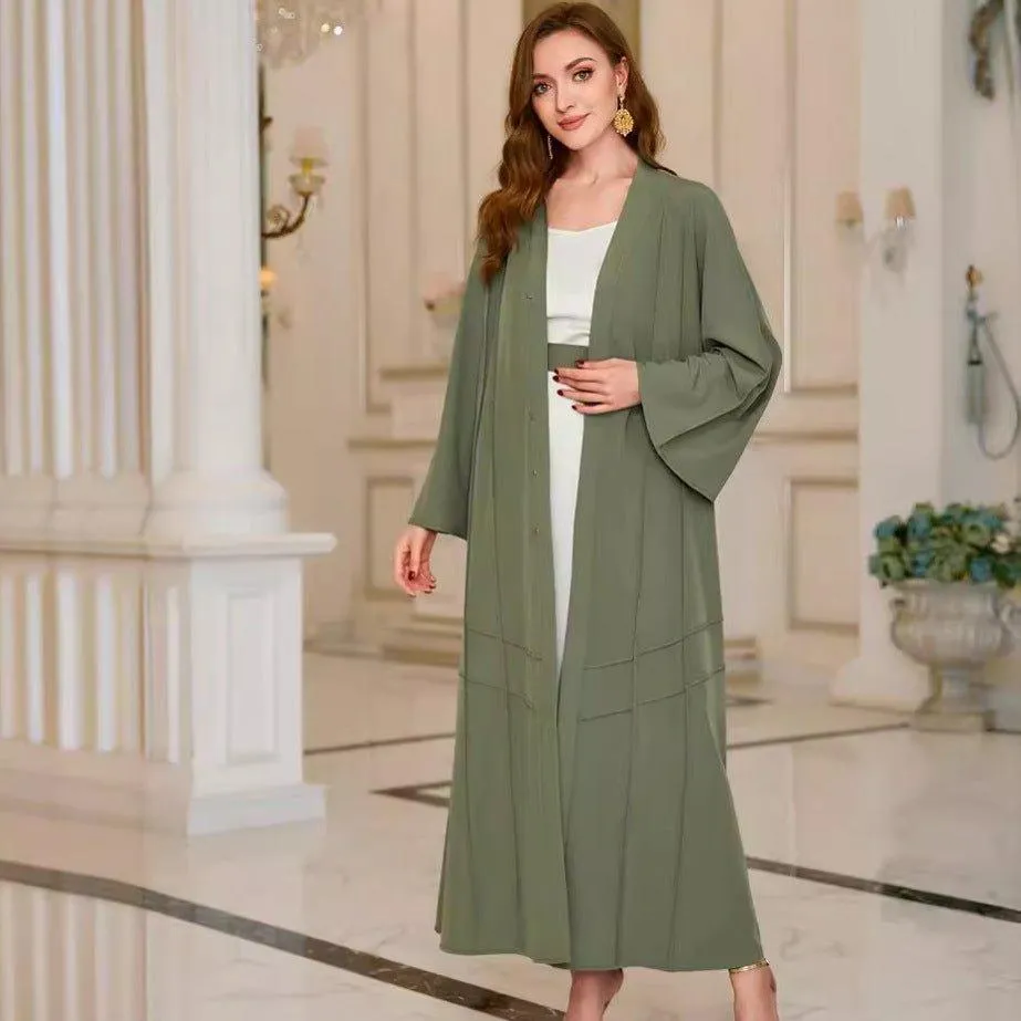 MOA065 Solid Color Elegant Temperament Abaya 2-piece Set