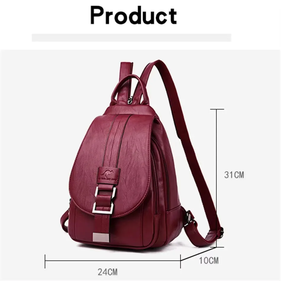 New Arrived Women Anti Theft Backpack Quality Leather School Shoulder Multifunction Backpack